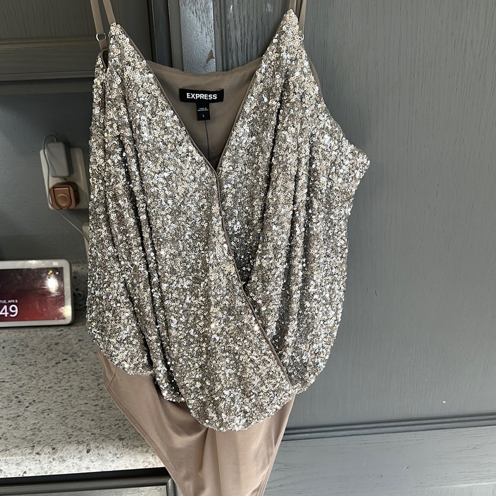 Express Silver Sequin Women's Top